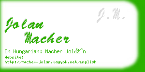 jolan macher business card